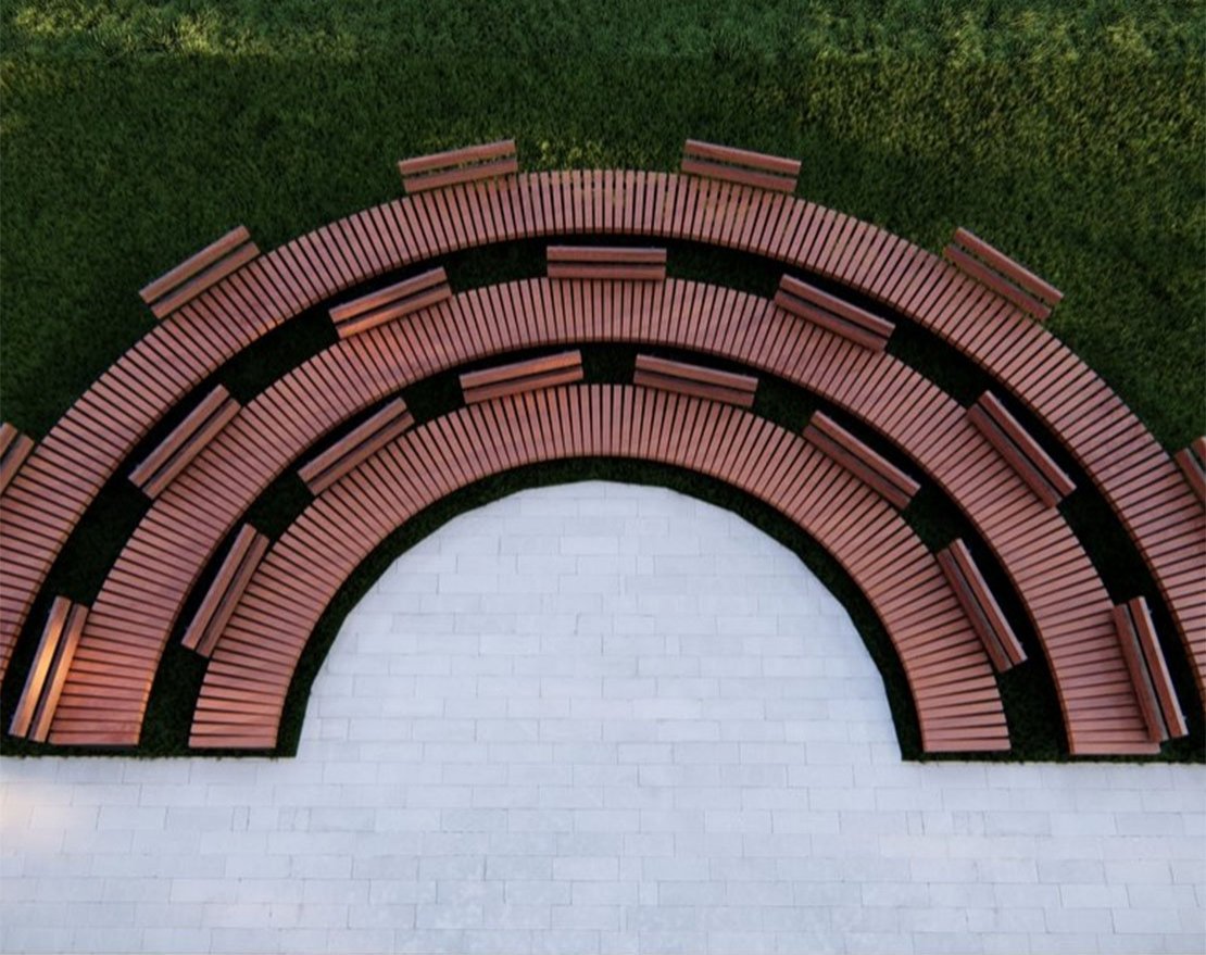 Амфитеатр Радиус со спинками, радиус 3-5 м - вид 2