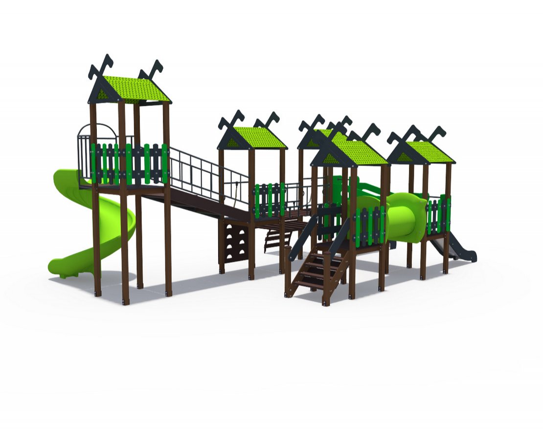 Игровой комплекс Лесная долина Н-1200 Н-900 и винтовой скат Н-2000 ДИО 06070.2 - вид 2