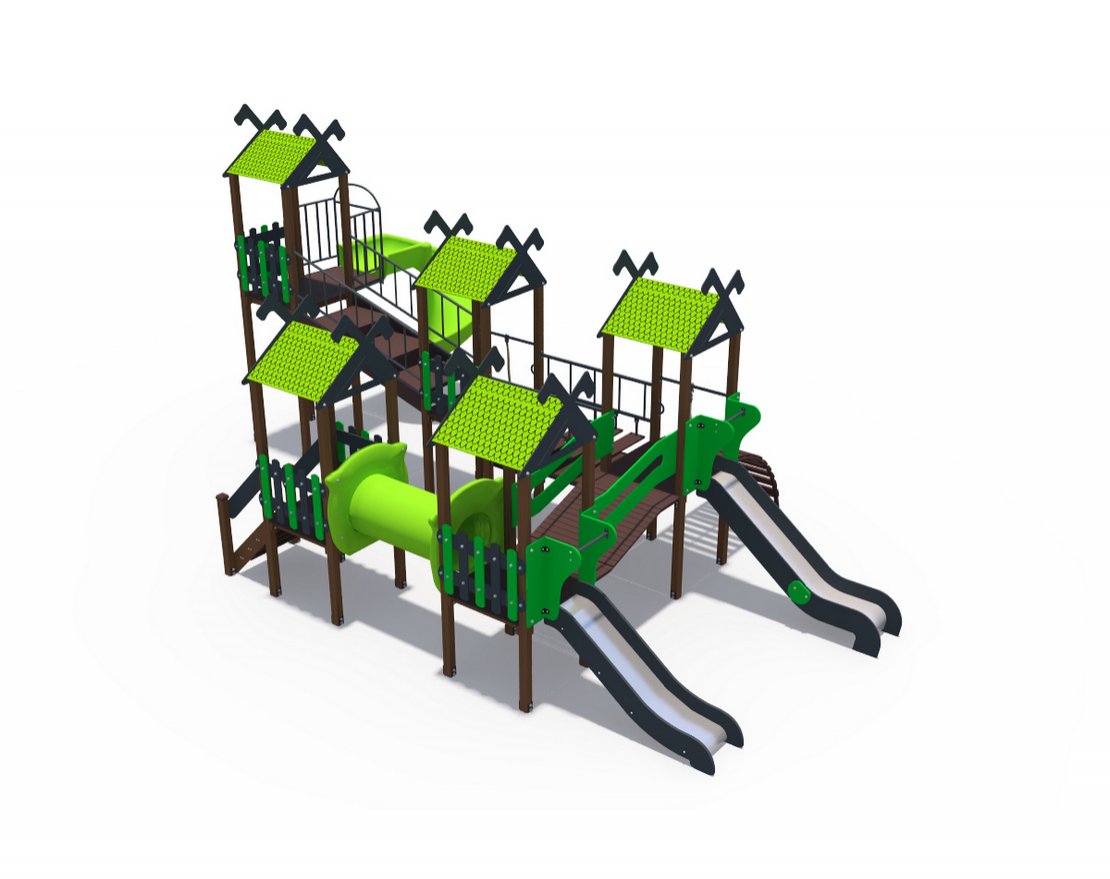 Игровой комплекс Лесная долина Н-1200 Н-900 и винтовой скат Н-2000 ДИО 06070.2 - вид 3