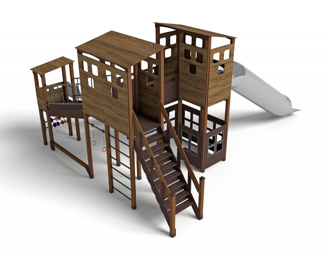 Игровой комплекс Миндаль горка винтовая Н-2000, Н-1200 ДИО 10013.1 - вид 3