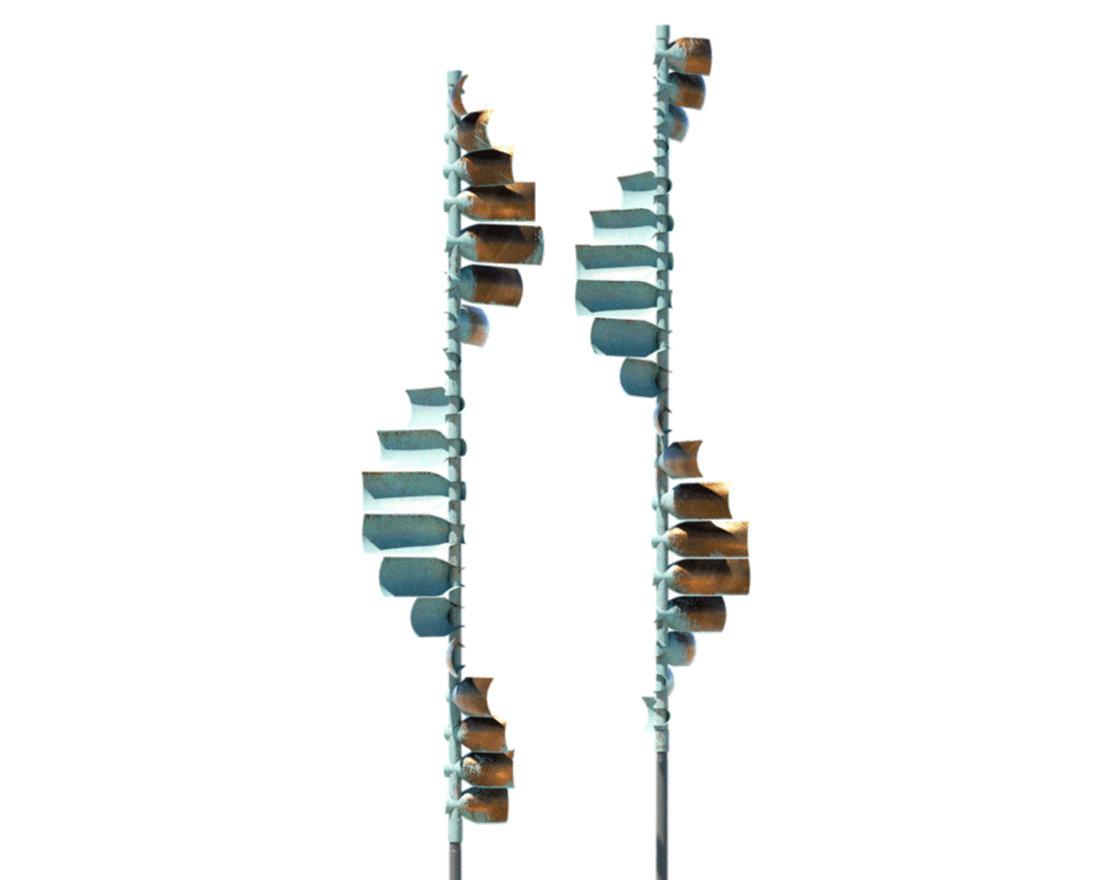 Медная скульптура Волны - вид 3