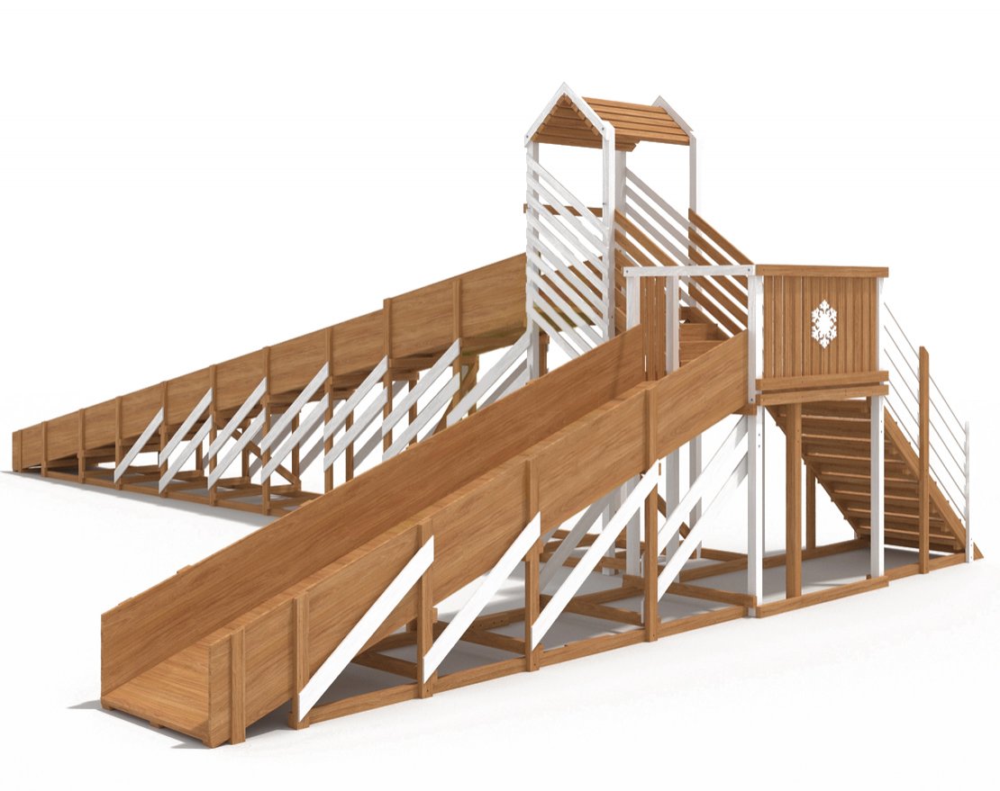 Зимняя деревянная горка Snow Fox 12 м с двумя скатами мод. 724 - вид 4