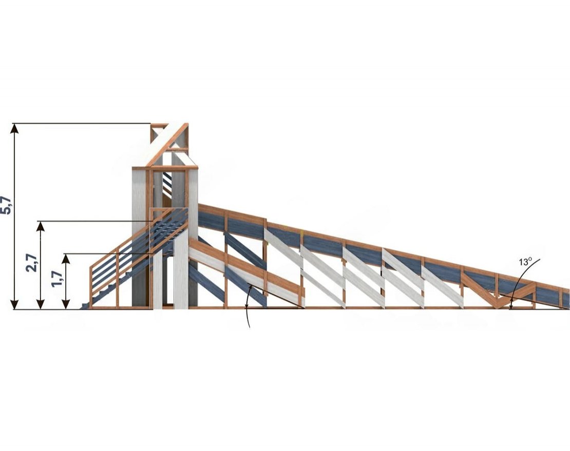 Зимняя горка Snow Fox 12 м с двумя скатами (мод.3) - вид 4