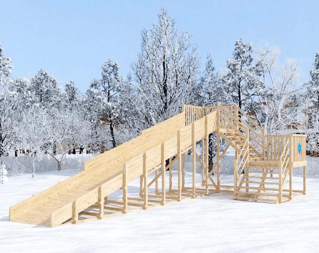 Зимняя горка Snow Fox скат 10 м (мод. 2), без окраски - вид 2