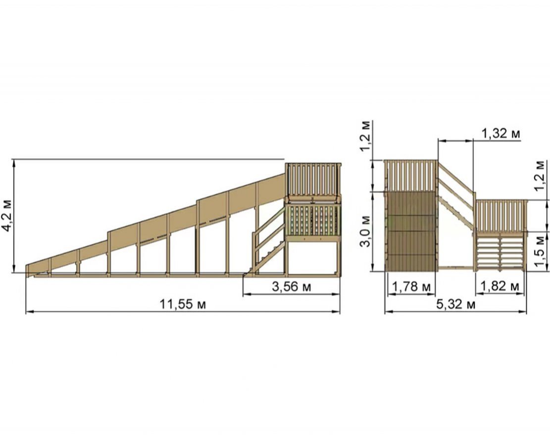 Зимняя горка Snow Fox скат 10 м (мод. 2), без окраски - вид 3