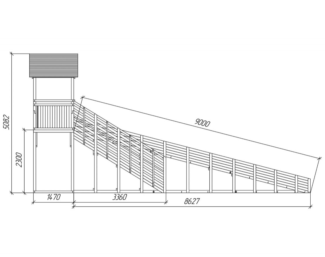 Зимняя горка TORUDA Север - 8/1 (скат 9 м, цвет - серый индиго) - вид 5